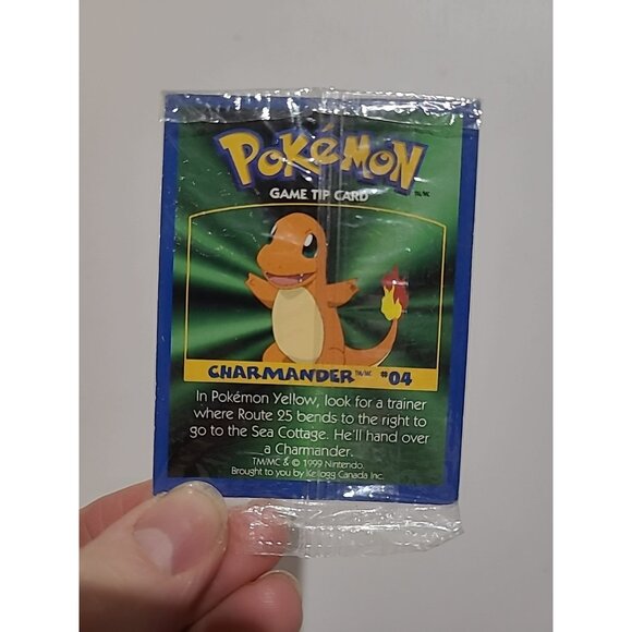 1999 Kelloggs Game Tip Pokemon 3 cards Booster Pack Charmander Cubone SEALED - Picture 2 of 2